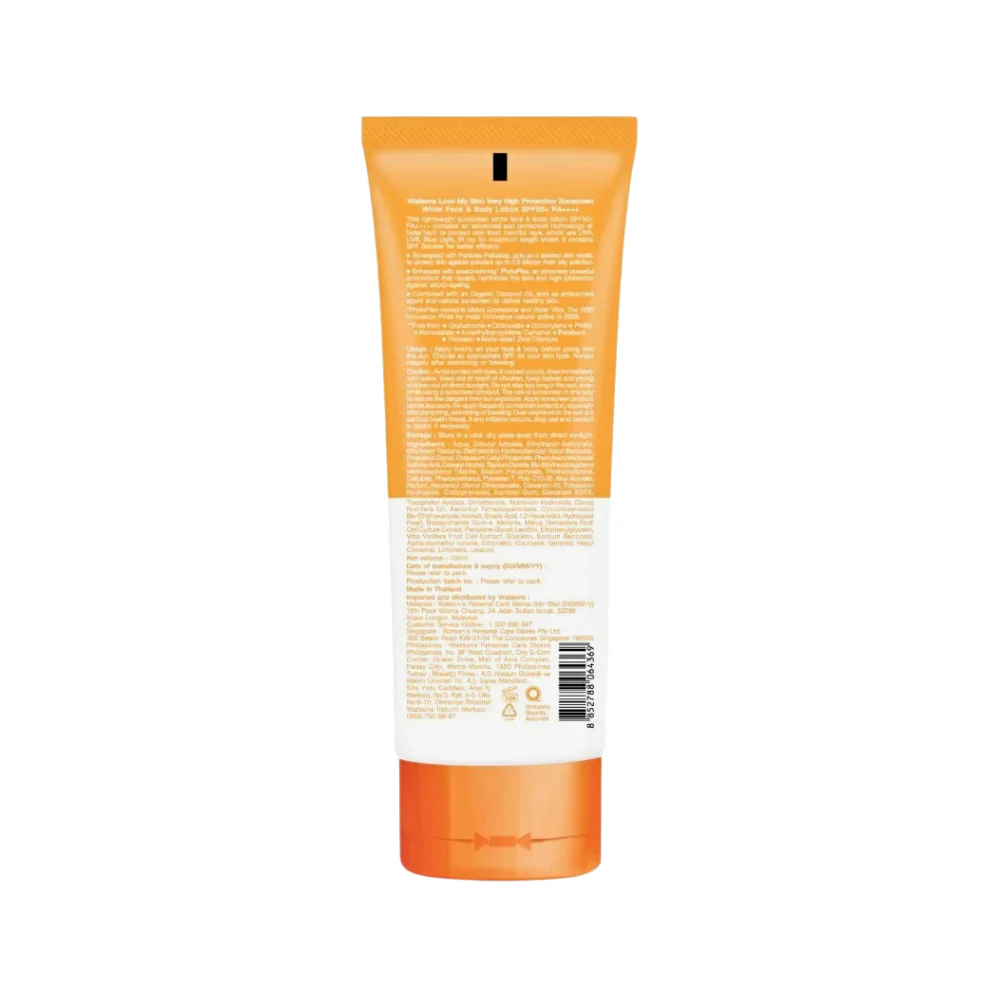 Watsons Love My Skin SPF 50+ PA++++ Very High Protection Sunscreen White Face & Body Lotion 100ml - Image 3