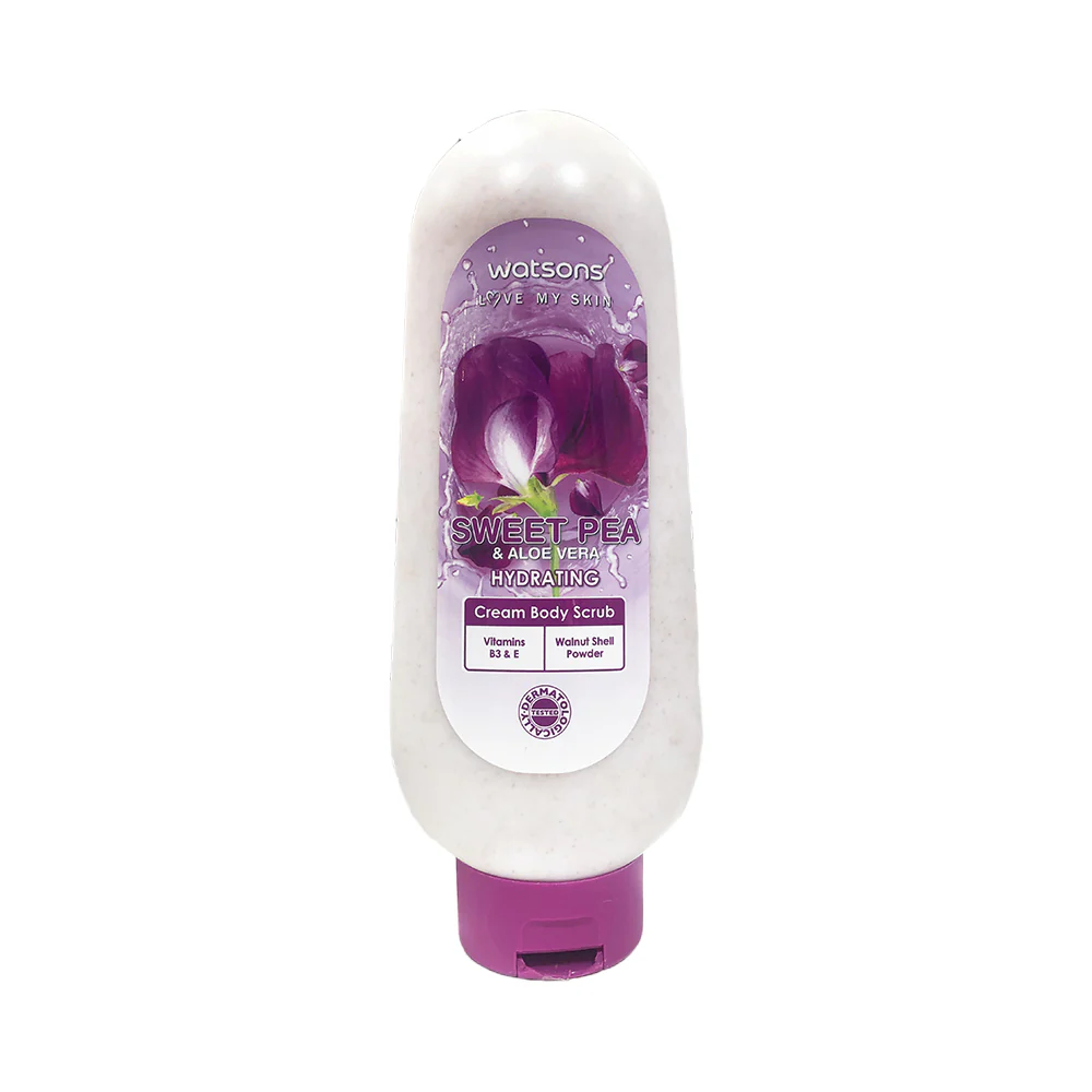 Watsons Love My Skin Sweet Pea And Aloe Vera Hydrating Cream Body Scrub 535ml - Image 2