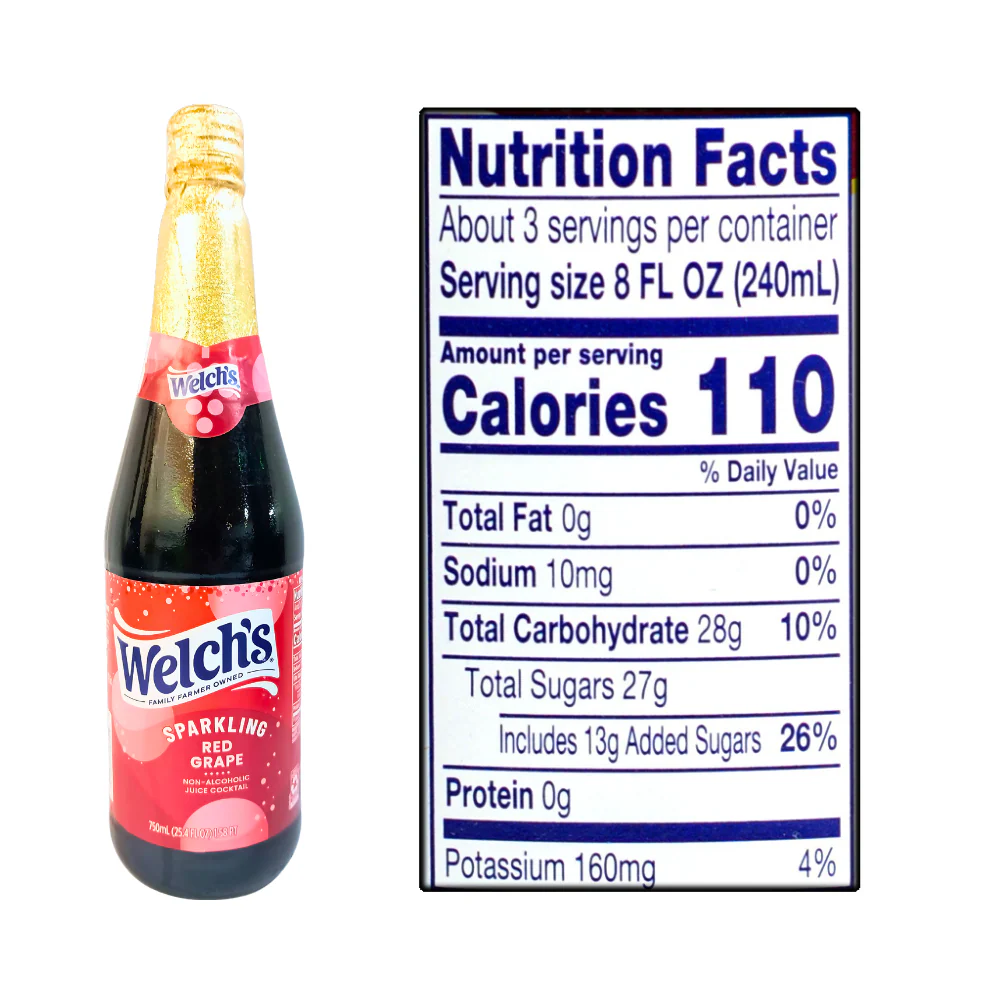 Welch's Sparkling Cocktail Red Grape Juice 25.4oz - Image 2