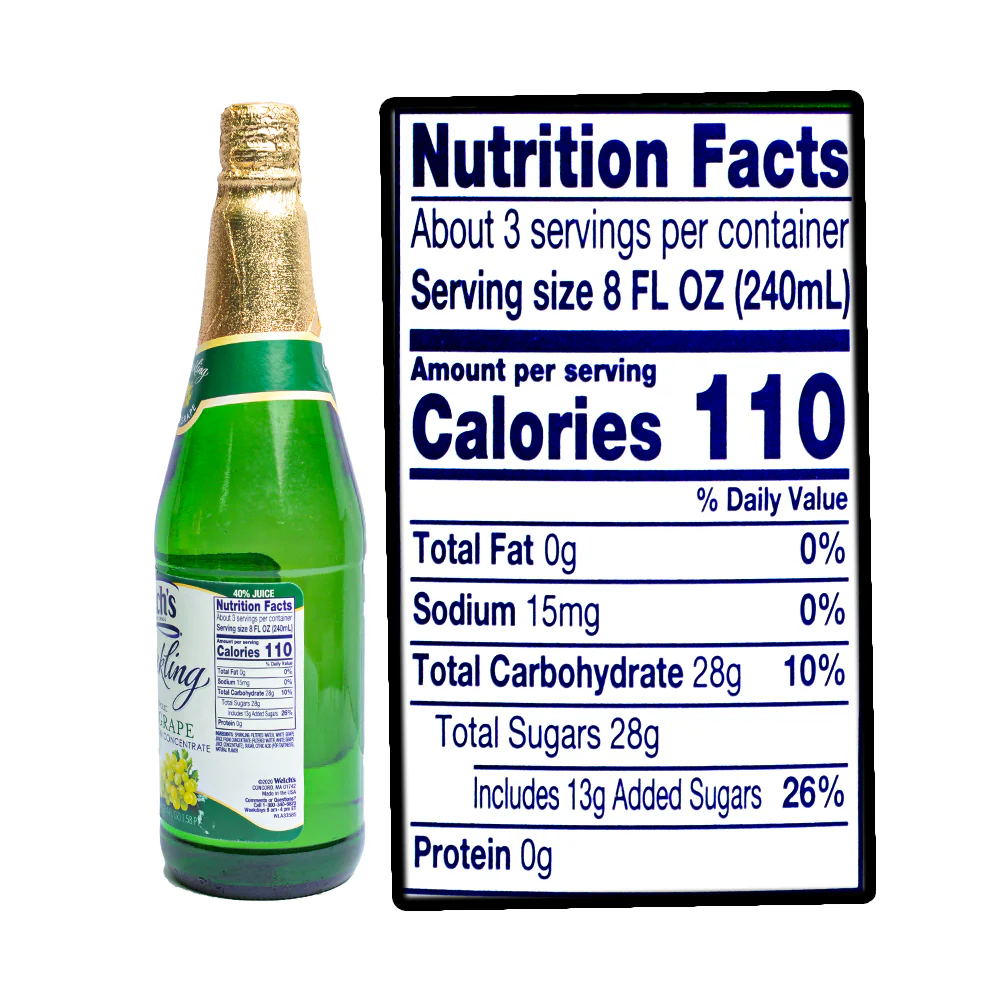 Welch's Sparkling White Grape Juice Cocktail 751ml (25.4oz) - Image 2