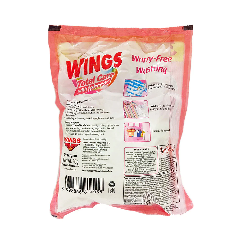 Wings Detergent Powder Total Care With Fabcon Sakura 65g - Image 2