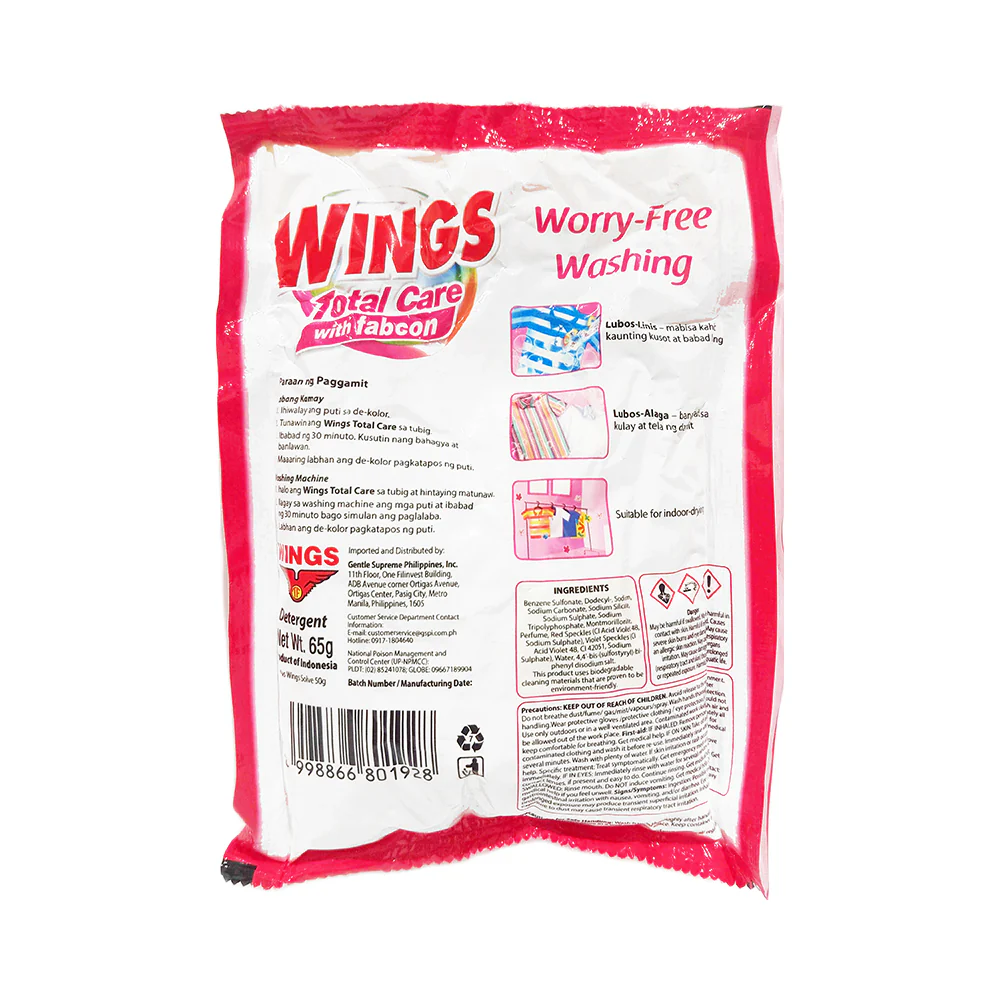 Wings Detergent Powder Total Care With Fabric Conditioner Blooming Garden 65g - Image 2