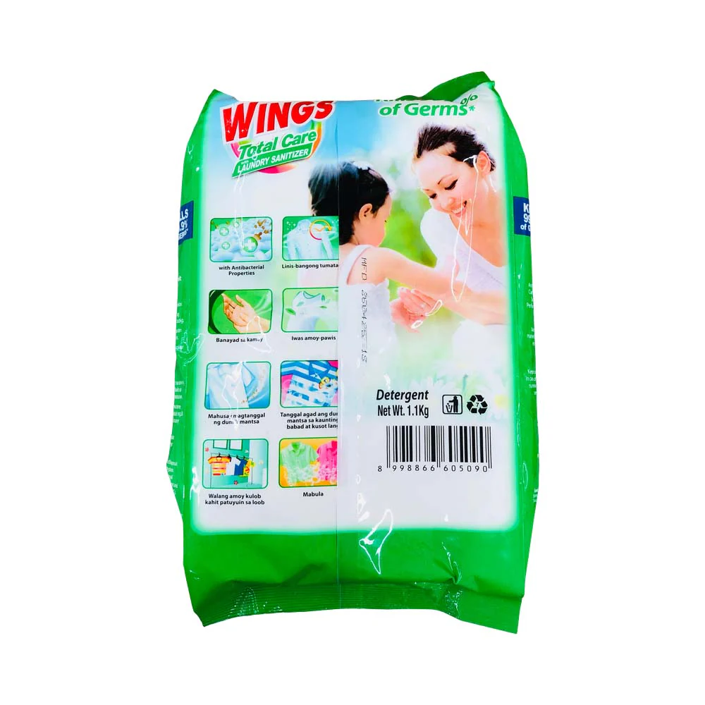 Wings Detergent Powder Total Care With Laundry Sanitizer 1.1kg - Image 2