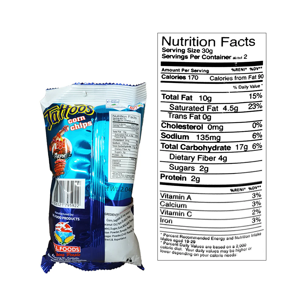 W.L. Tattoos Chips BBQ 58g - Image 2