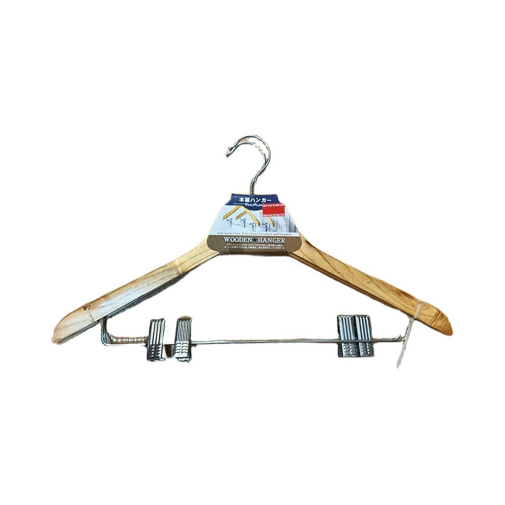 Wooden Hanger with Metal Clips - Image 2