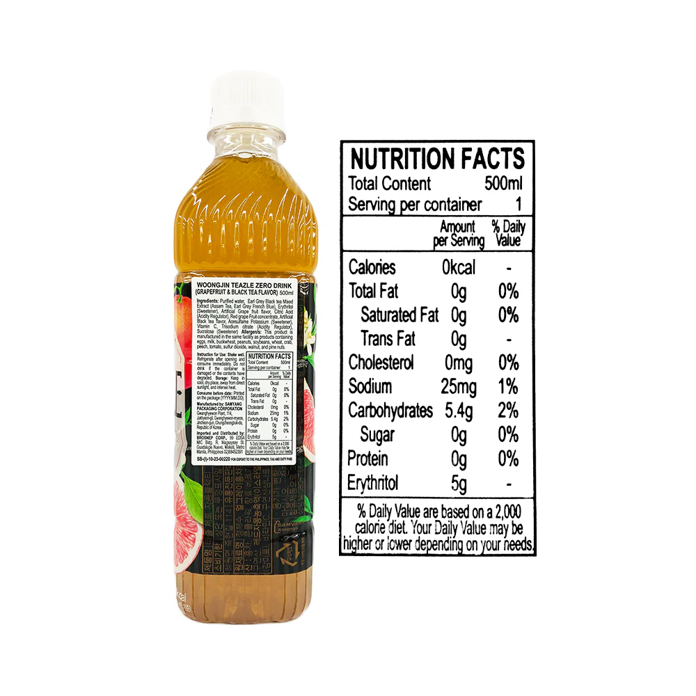 Woongjin Teazle Zero Drink 500ml - Image 3