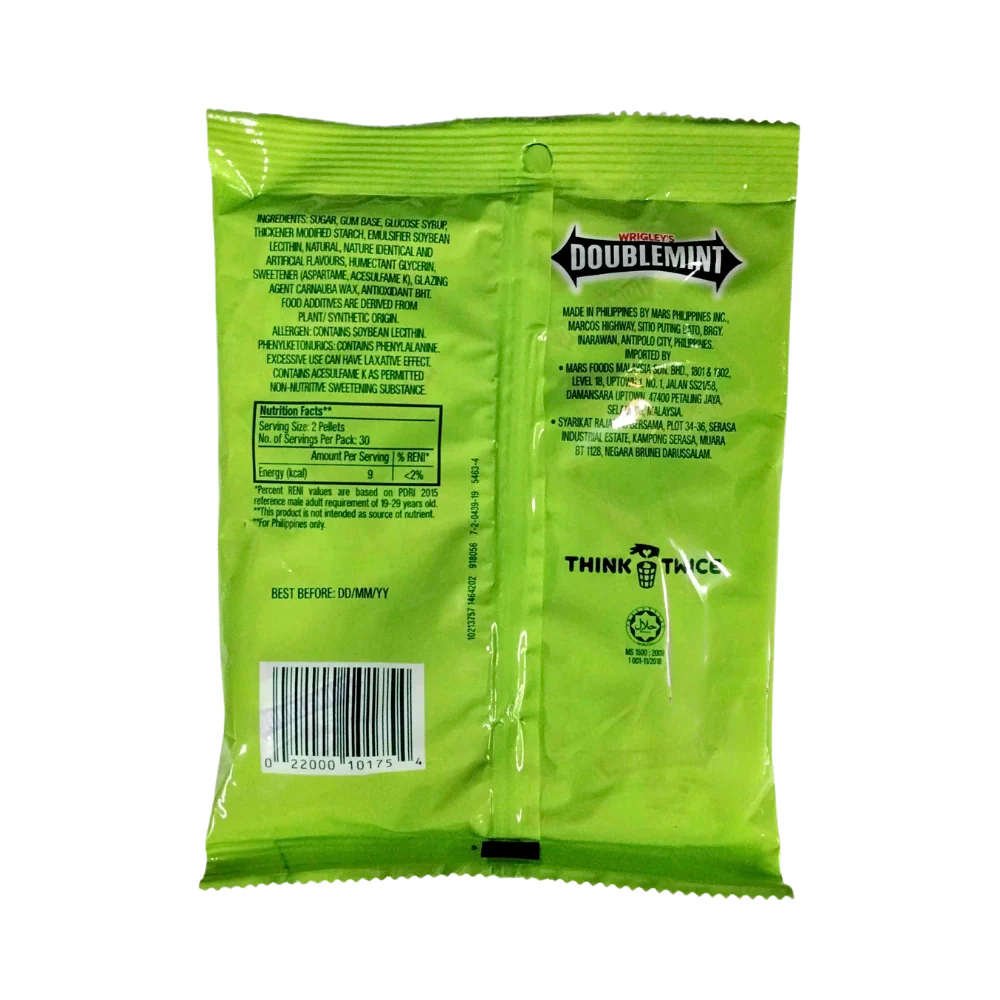Wrigley's Doublemint Gum 2pc Pellet Bag 30's - Image 2