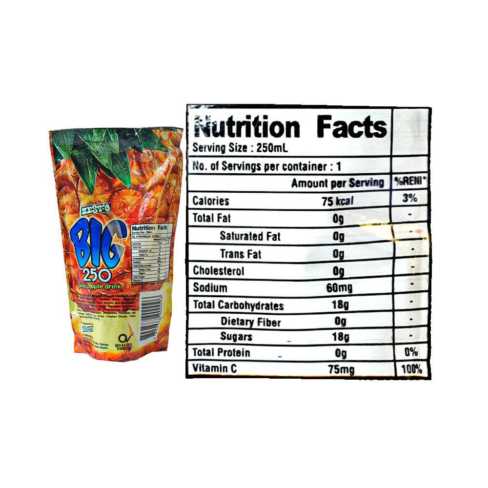 Zest-O Big 250 Juice Drink Pineapple 250ml - Image 3