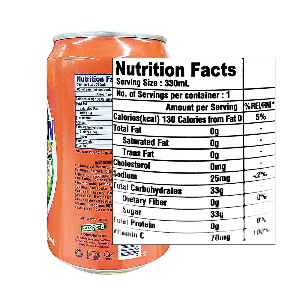 Zest-O Fruit Soda Dalandan Can 330ml - Image 2