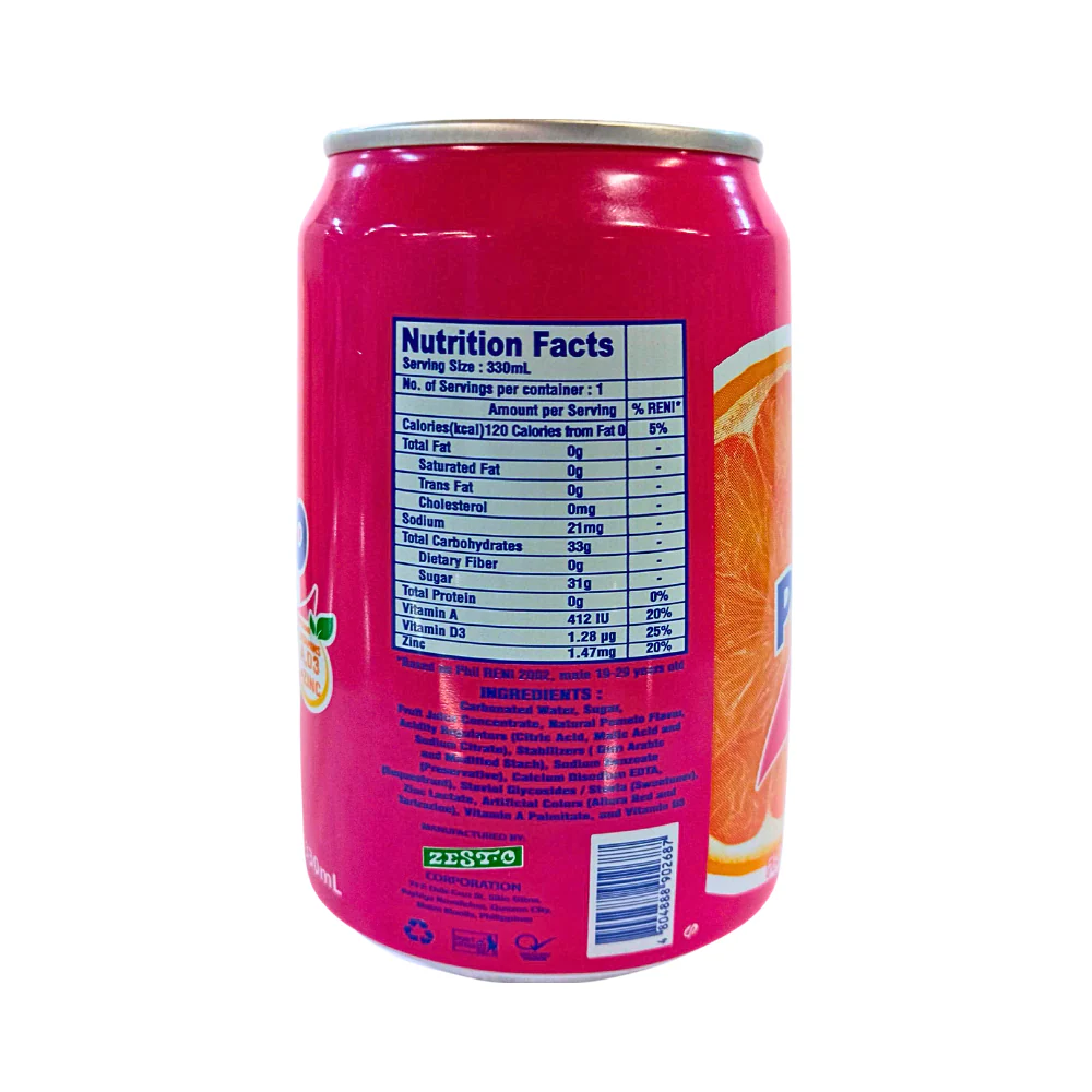 Zest-O Fruit Soda Pomelo Can 330ml - Image 2